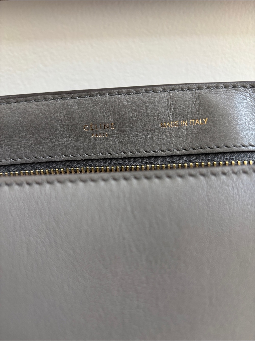 Celine Gray Croc-Embossed Leather Satchel with Gold Hardware - Picture 7 of 14